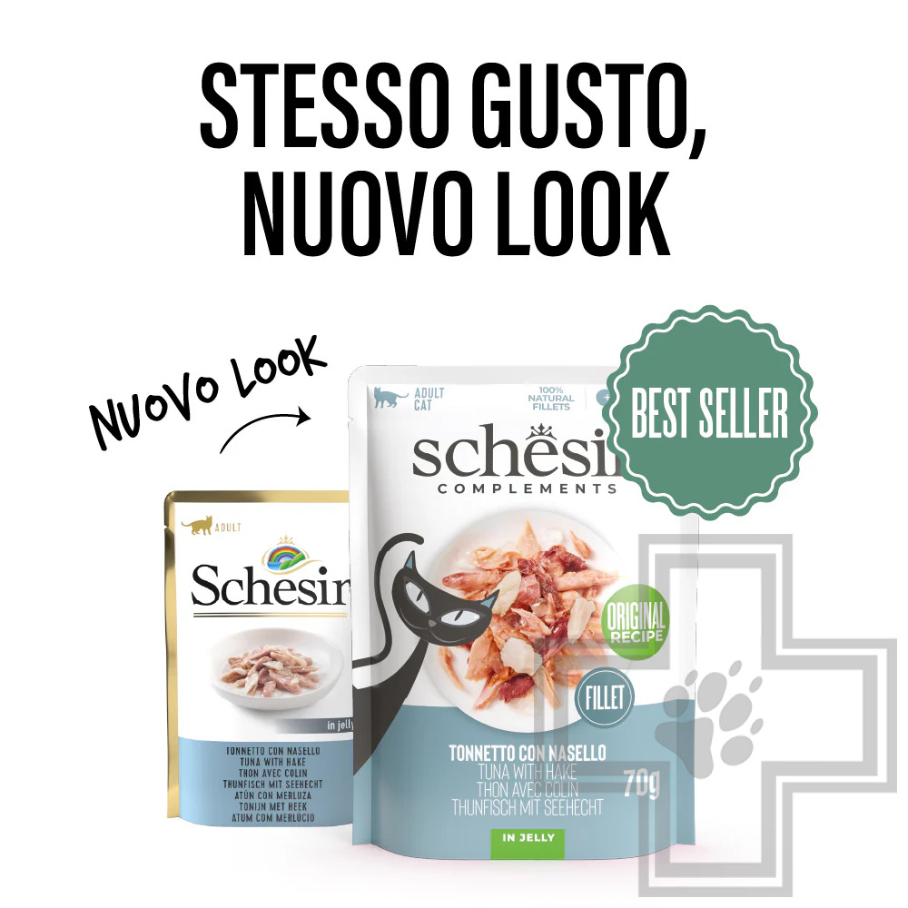Schesir Complements Пресервы для взрослых кошек, с тунцом и хеком в желе