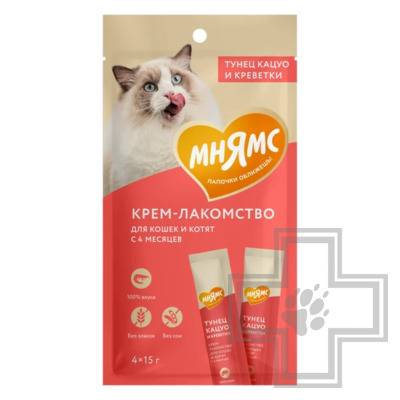 Мнямс Крем-лакомство для кошек, с тунцом Кацуо и креветками