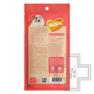 Мнямс Крем-лакомство для кошек, с тунцом Кацуо и креветками