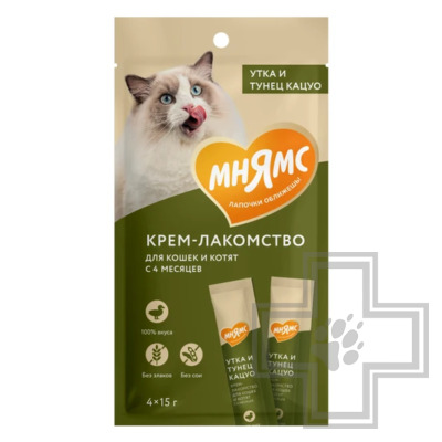 Мнямс Крем-лакомство для кошек, с уткой и тунцом Кацуо