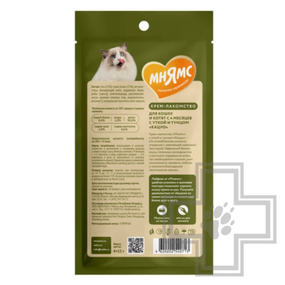 Мнямс Крем-лакомство для кошек, с уткой и тунцом Кацуо