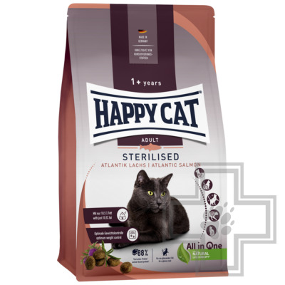 Happy Cat Sterilised Корм для взрослых стерилизованных кошек, с лососем