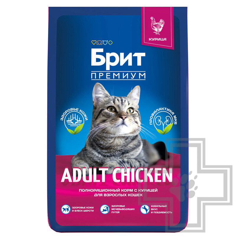 Брит Премиум Adult Chicken Корм для взрослых кошек, с курицей