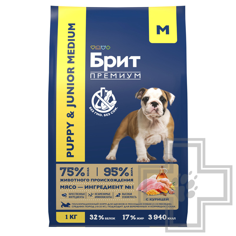 Брит Dog Puppy and Junior Medium Корм для щенков средних пород, с курицей