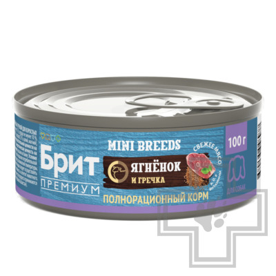 Брит Премиум Adult Small Консервы для взрослых собак мелких пород, паштет с ягненком и гречкой