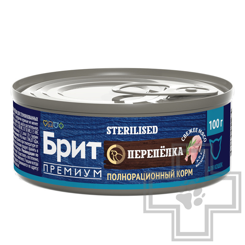 Брит Премиум Sterilised Консервы для взрослых стерилизованных кошек, с перепелкой