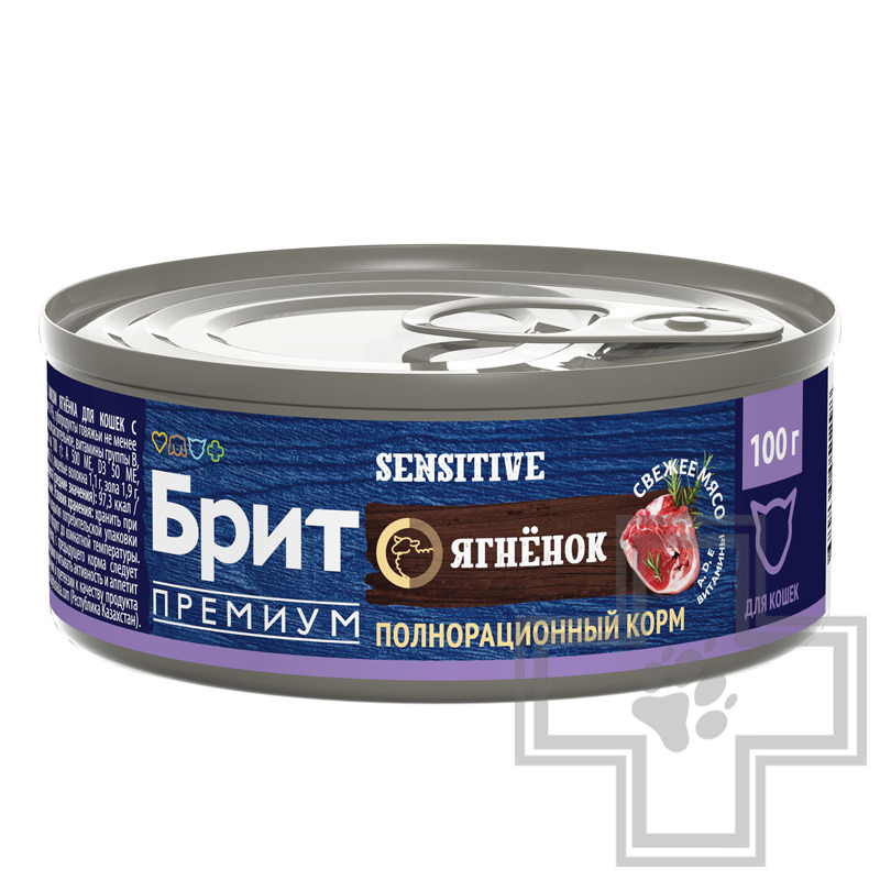 Брит Премиум Sensitive Консервы для взрослых кошек с чувствительным пищеварением, с ягненком