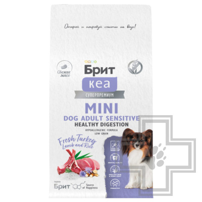 Брит Кеа Sensitive Healthy Digestion Корм для взрослых собак мелких пород с ЧП, с индейкой