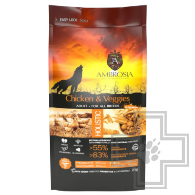 Ambrosia Grain Free Adult Корм для взрослых собак всех пород, с курицей и овощами