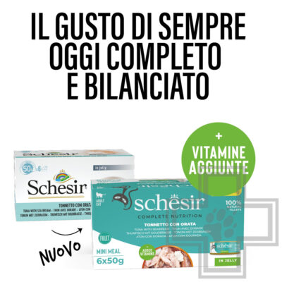 Schesir Complete Nutrition Консервы для взрослых кошек, с тунцом и лещом в желе (мультиупаковка)