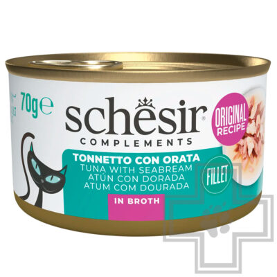 Schesir Complements Консервы для взрослых кошек, с тунцом и морским лещом в бульоне