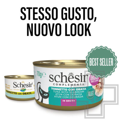Schesir Complements Консервы для взрослых кошек, с тунцом и морским лещом в бульоне
