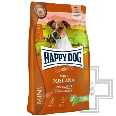 Happy Dog Mini Toscana Sensible Корм для собак мелких пород, с уткой и лососем