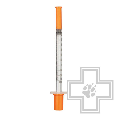 Шприц одноразовый 3-х компонентный инсулиновый с иглой Луер