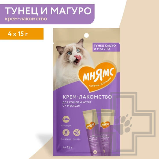 Мнямс Крем-лакомство для кошек, с тунцом Кацуо и Магуро Мнямс Крем-лакомство для кошек, с тунцом Кацуо и Магуро