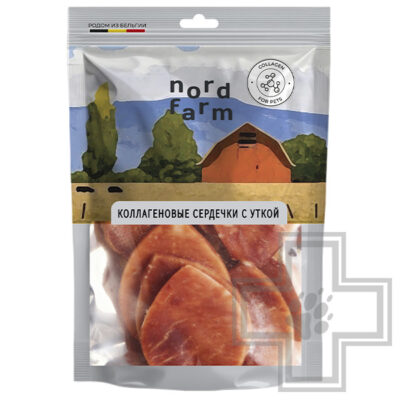 NORD FARM Коллагеновые сердечки для взрослых собак средних пород, с уткой