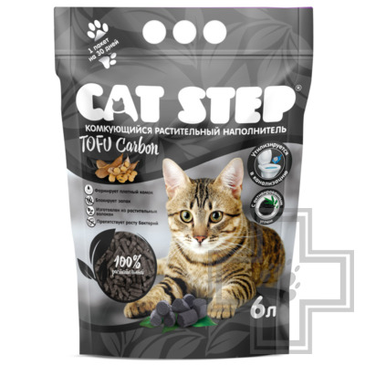 Cat Step Tofu Carbon Наполнитель Растительный комкующийся, с активированным углем