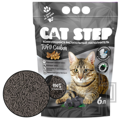 Cat Step Tofu Carbon Наполнитель Растительный комкующийся, с активированным углем