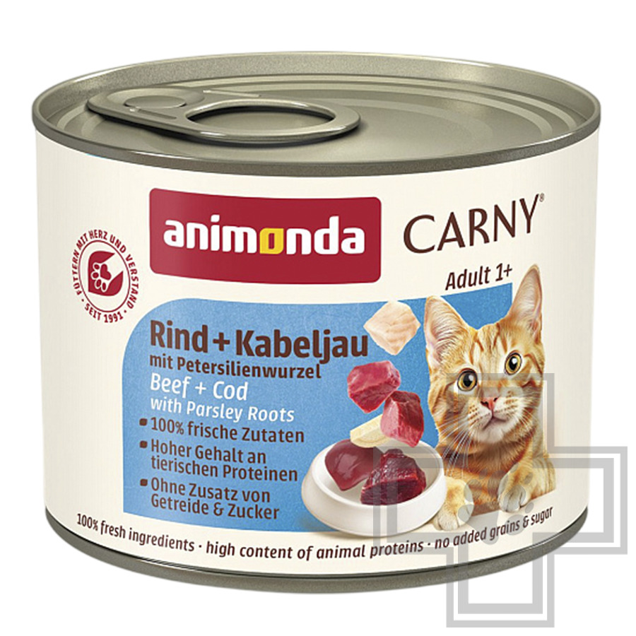 Carny Adult Beef Консервы для взрослых кошек, с говядиной, треской и корнем петрушки