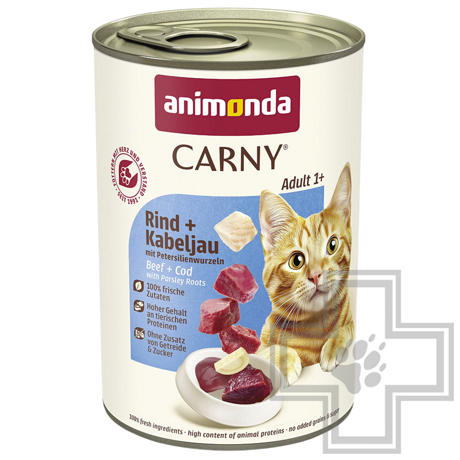 Carny Adult Beef Консервы для взрослых кошек, с говядиной, треской и корнем петрушки