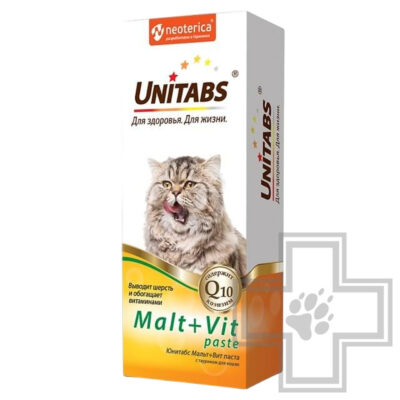 Unitabs Malt+Vit Паста с таурином для вывода шерсти для кошек