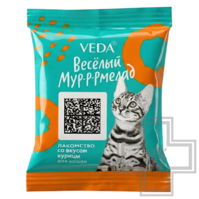 Веселый мур-р-рмелад Съедобная игрушка для кошек, с курицей