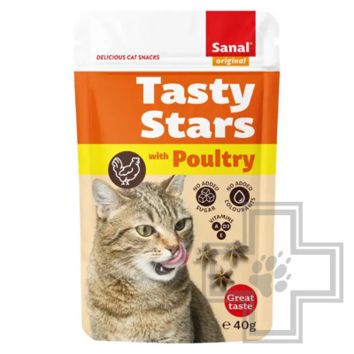 SANAL Tasty Stars Вкусные звездочки для кошек с птицей