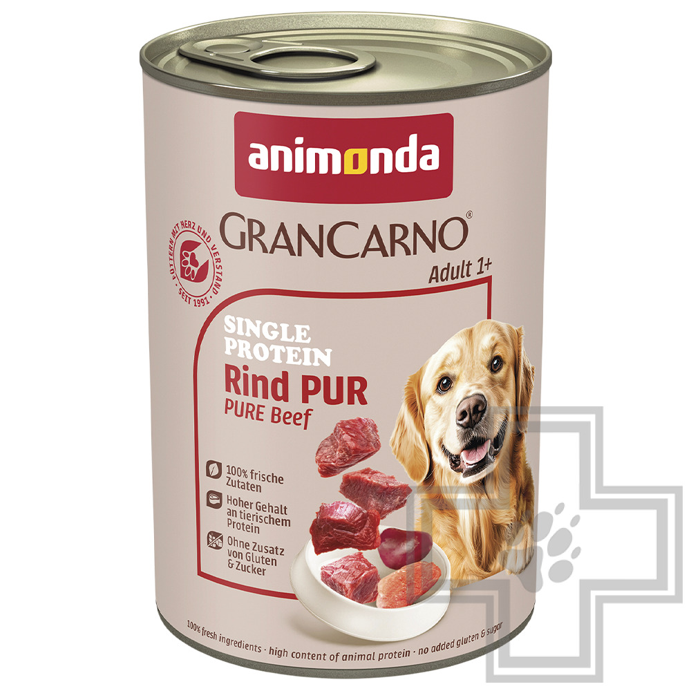 GranCarno Single Protein Консервы для взрослых собак, паштет с говядиной
