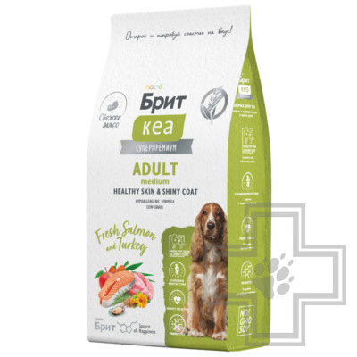 Брит Кеа Adult Healthy Skin&Shiny Coat Корм для взрослых собак средних пород, с лососем и индейкой