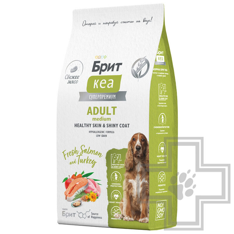 Брит Кеа Adult Healthy Skin&Shiny Coat Корм для взрослых собак средних пород, с лососем и индейкой Брит Кеа Adult Healthy Skin&Shiny Coat Корм для взрослых собак средних пород, с лососем и индейкой