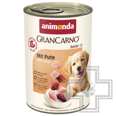 GranCarno Junior Консервы для щенков, кусочки с индейкой