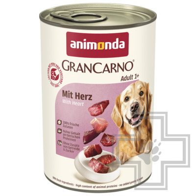 GranCarno Adult Консервы для взрослых собак, кусочки с сердцем