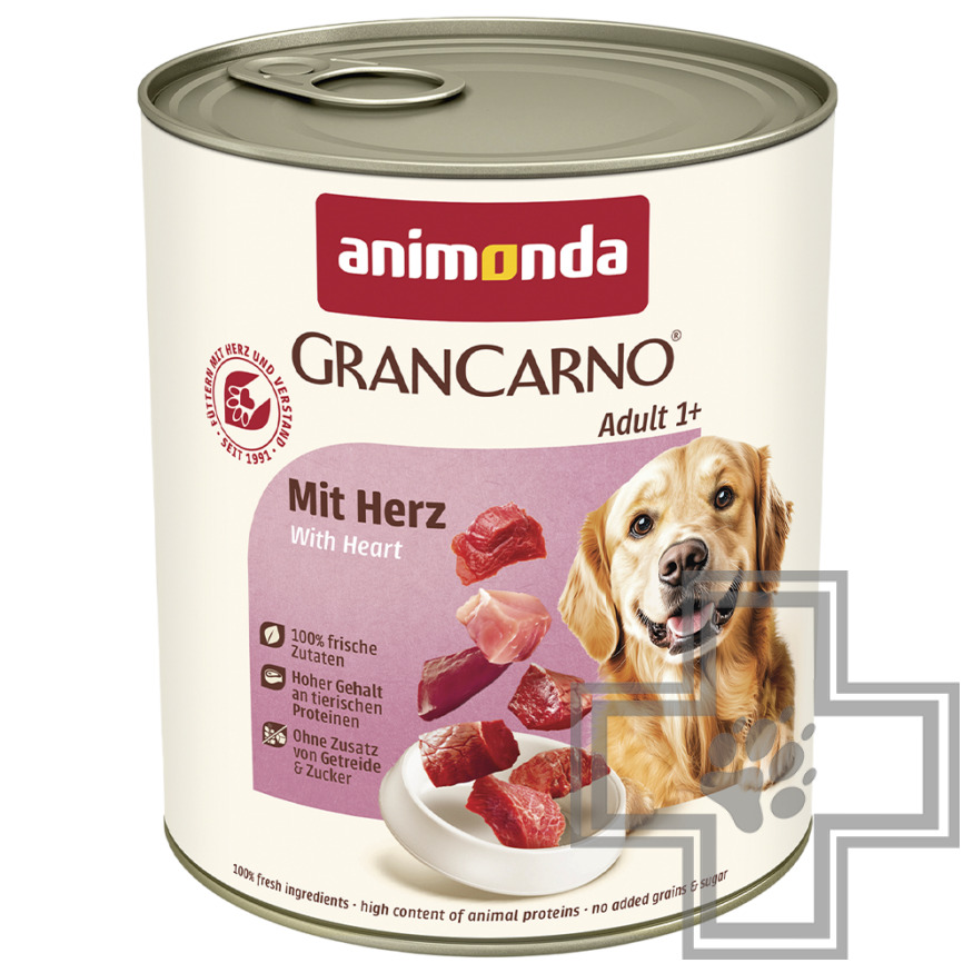 GranCarno Adult Консервы для взрослых собак, кусочки с сердцем GranCarno Adult Консервы для взрослых собак, кусочки с сердцем