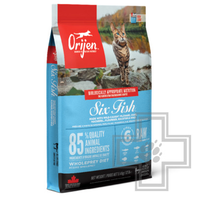 Orijen Six Fish Корм для котят, беременных и кормящих кошек, с рыбой