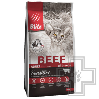 Blitz Sensitive Корм для взрослых кошек, с говядиной