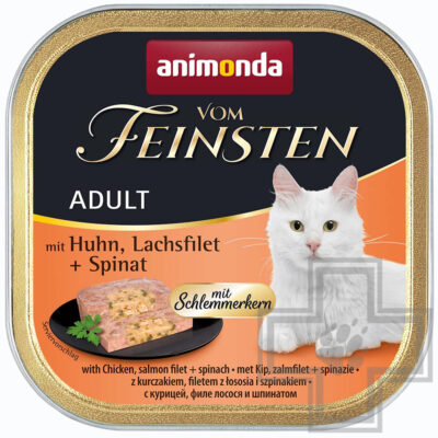 Vom Feinsten Adult Консервы для взрослых кошек, с курицей, лососем и шпинатом