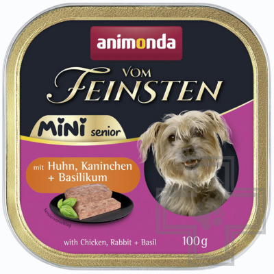 Vom Feinsten Mini Senior Консервы для пожилых собак мелких пород, с курицей, кроликом и базиликом