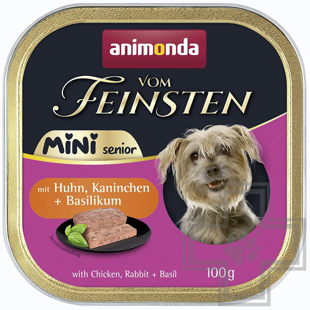 Vom Feinsten Mini Senior Консервы для пожилых собак мелких пород, с курицей, кроликом и базиликом