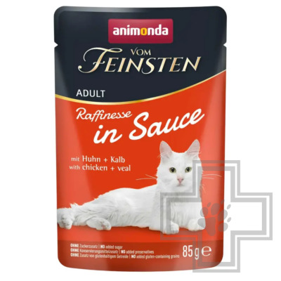 Vom Feinsten Adult Пресервы для взрослых кошек, c курицей и телятиной в соусе